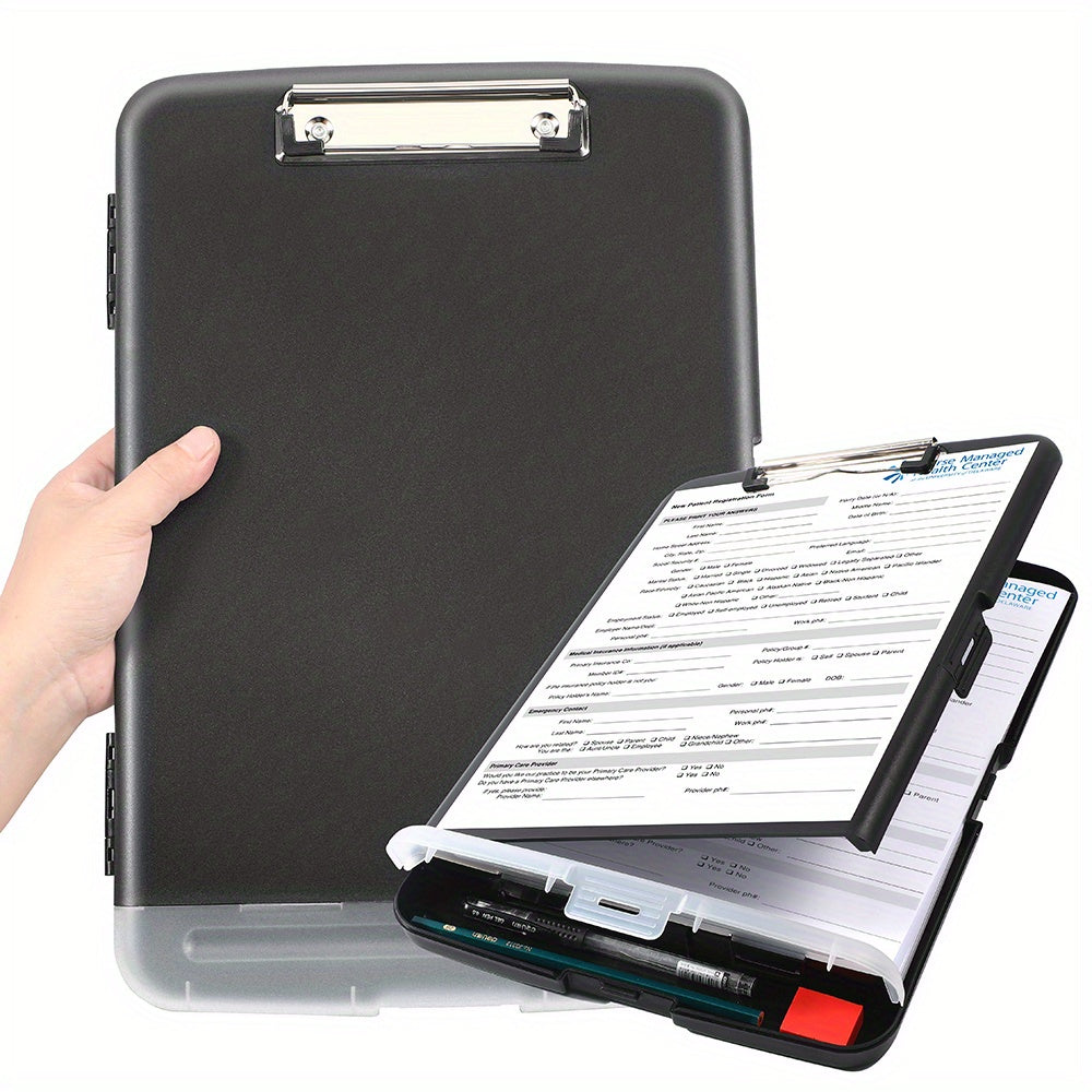 Large Capacity Nursing Clipboard with Storage and Pen Holder Heavy Duty Plastic Side Opening