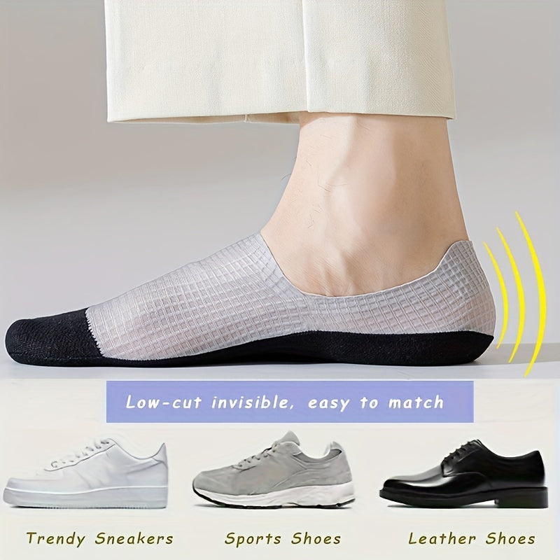 Men's Summer Waffle Pattern Breathable Sports Casual Boat Socks Set of 4