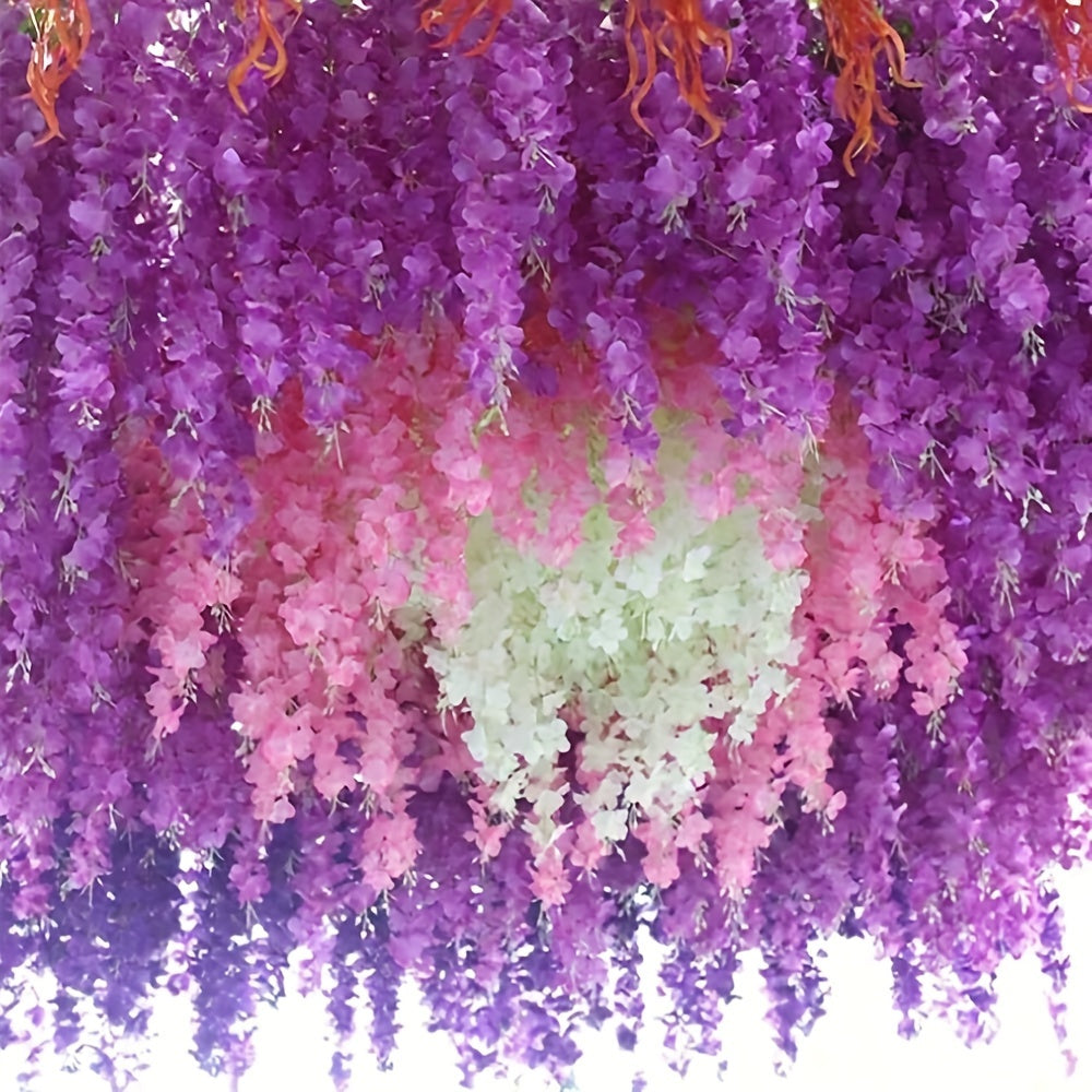 Sun'iy Wisteria garlandi 10 ta to'plam ichki tashqi bezak uchun plastmassa, to'ylar, takliflar