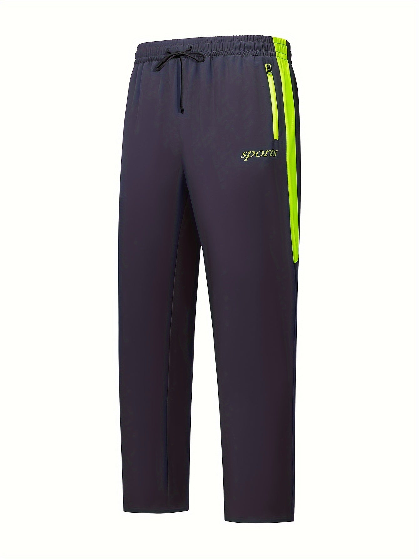 Men's Color Block Polyester Tracksuit Set with Zipper Jacket and Pants