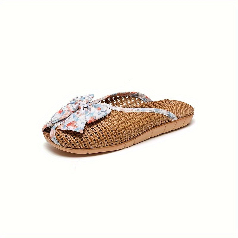 Women Summer Woven Grass Slippers Non-Slip Indoor Shoes