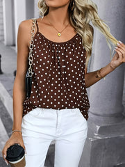Топ без рукавов для женщин больших размеров с тонкими бретелями и горошком из легкого хлопка