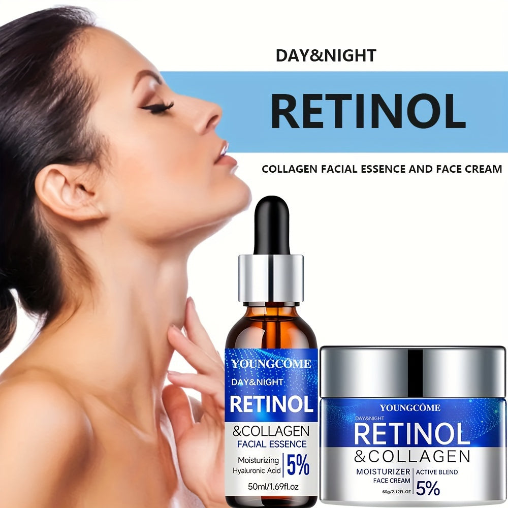 Conjunto de cuidado de la piel con retinol y ácido hialurónico para todo tipo de piel, reafirmante e hidratante, invierno, otoño, sin alcohol