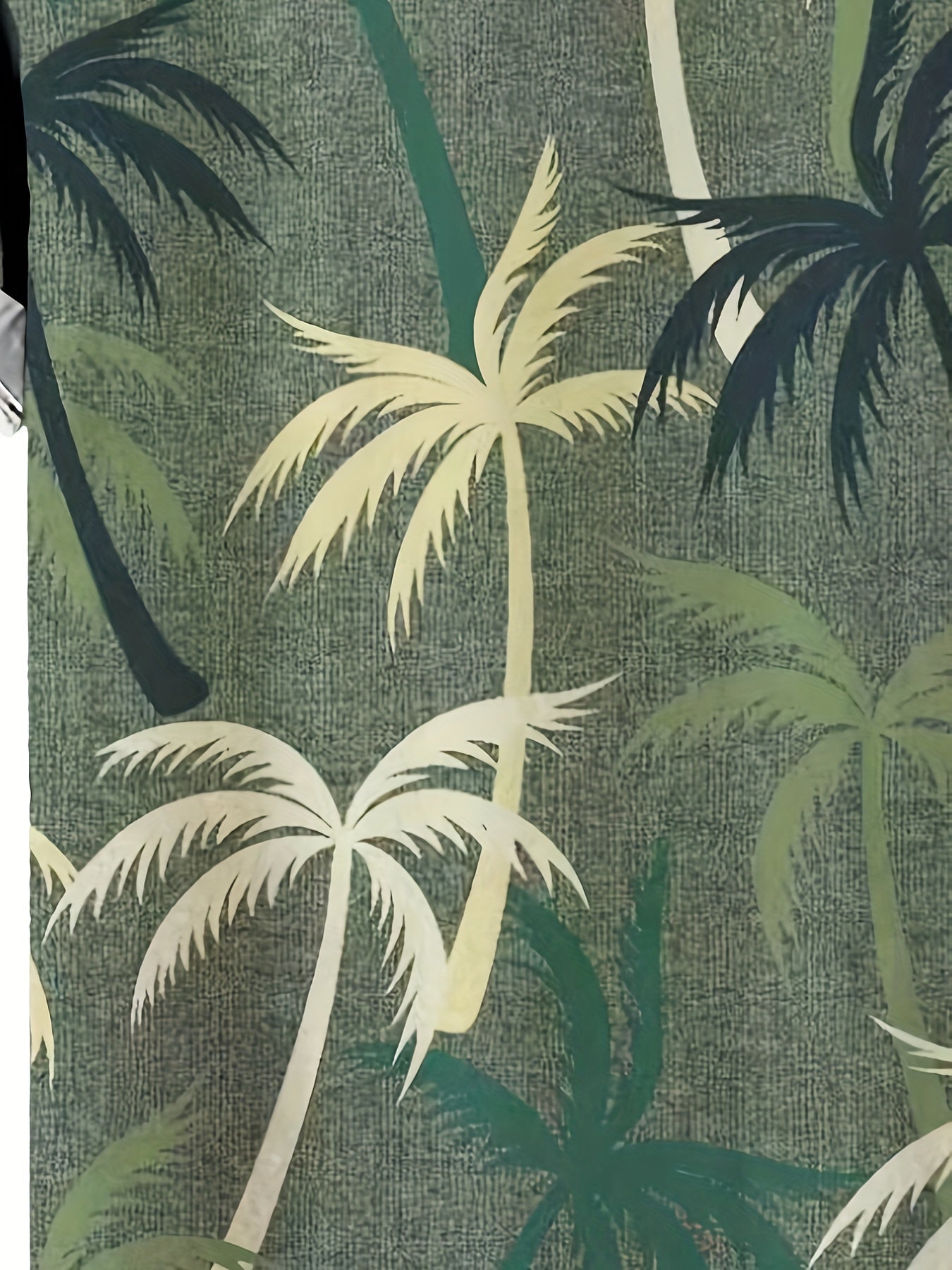 Camisa hawaiana de manga corta para hombre con estampado de palmeras tropicales verdes, cuello en V, ropa de playa y resort