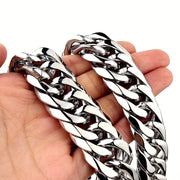 Men's Stainless Steel Cuban Chain Necklace Thick and Thin Rap Style Jewelry