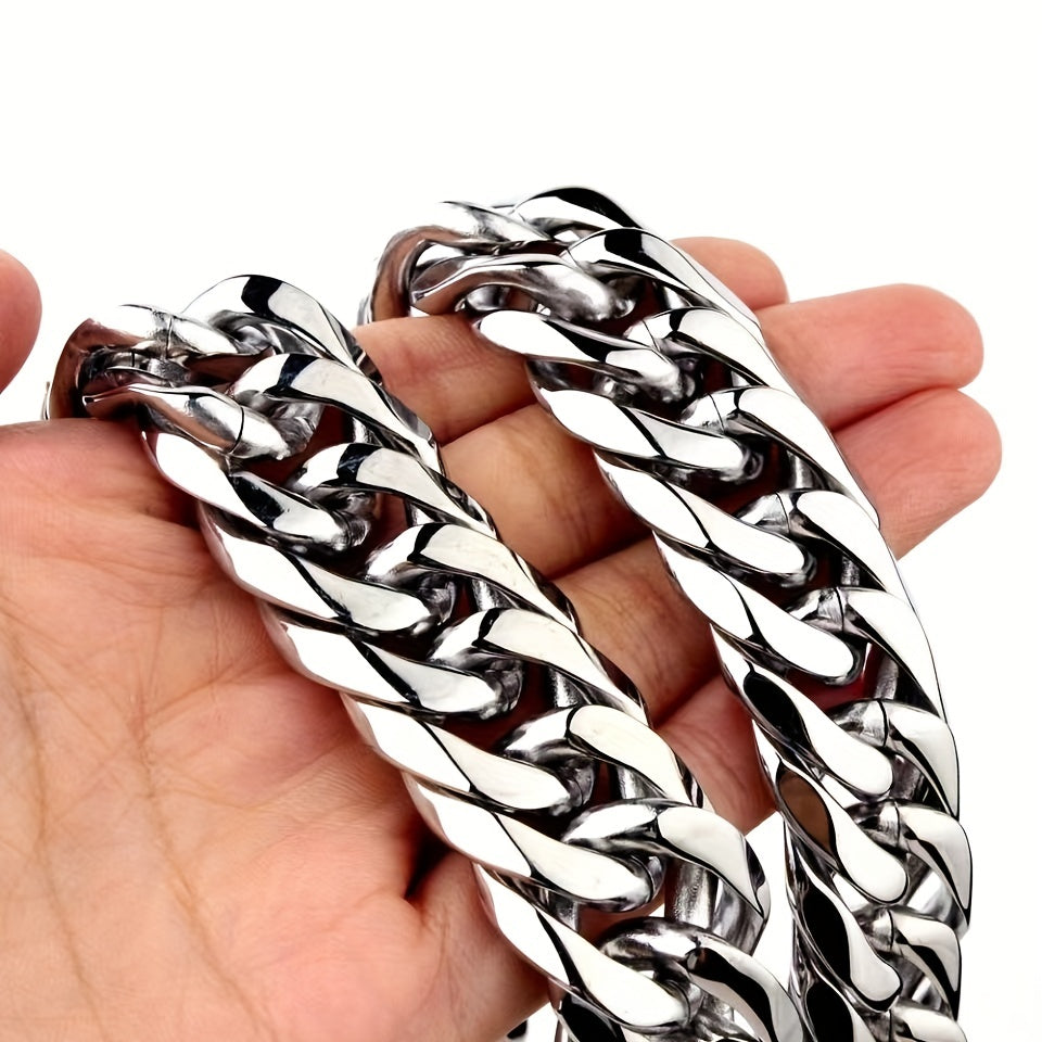 Men's Stainless Steel Cuban Chain Necklace Thick and Thin Rap Style Jewelry