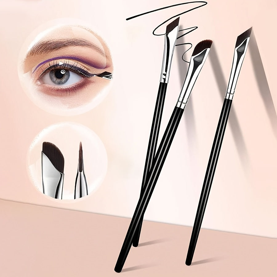 5-Piece Eye Makeup Brush Set with Sickle-Shaped and Angled Eyeliner Brushes for Travel and Gifting