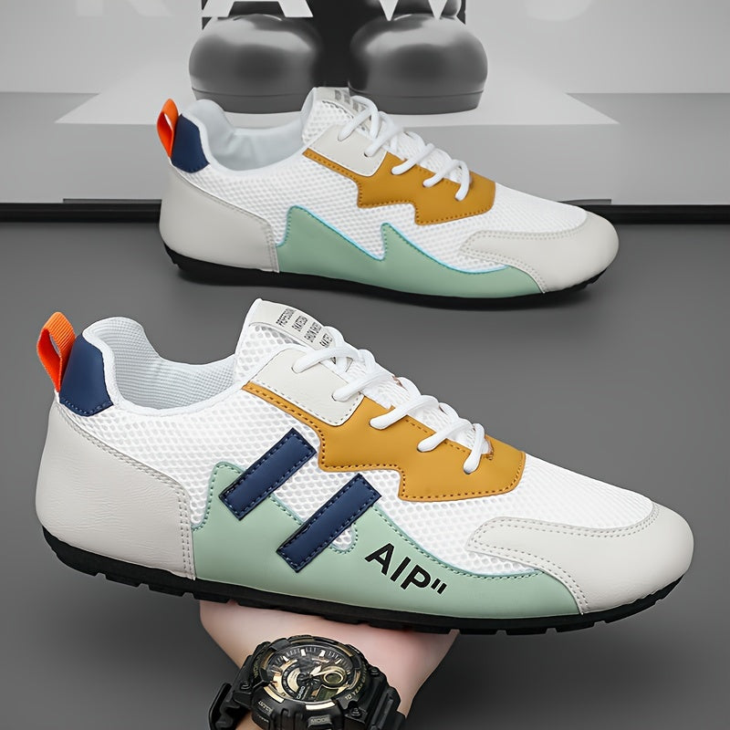 Erkaklar uchun nafas oladigan pastki yugurish poyafzallari, rangli blokli zamonaviy krossovkalar, barcha mavsumlar uchun ochiq havoda mashq qilish uchun