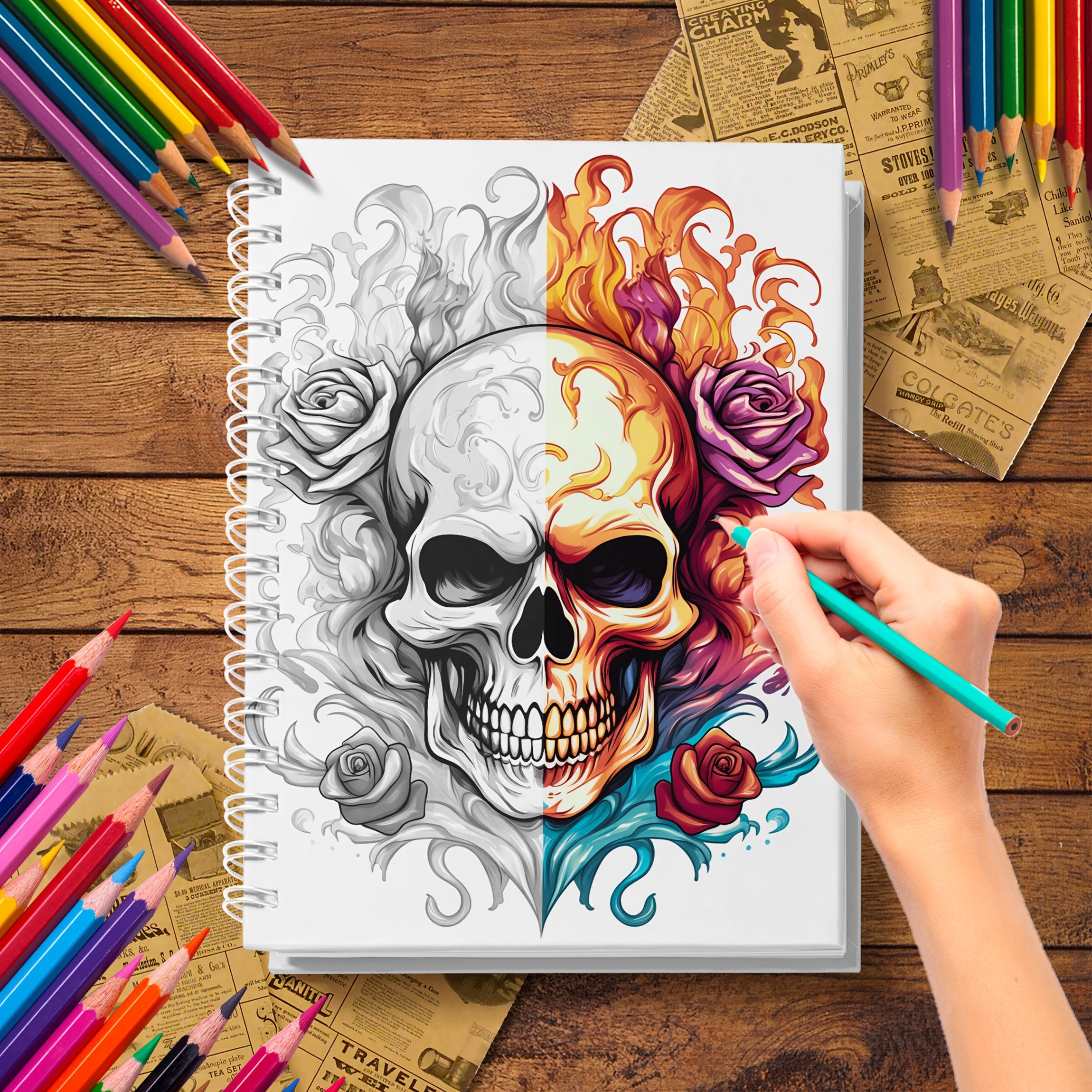 Adult Coloring Book Skulls and Bones 30 Intricate Pages for Relaxation