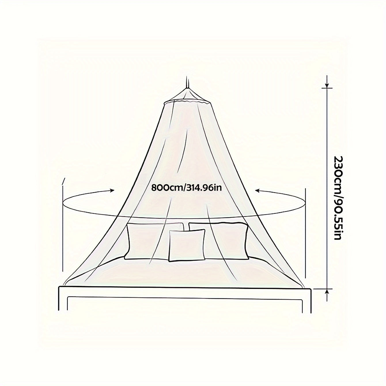 Round Dome Bed Canopy Princess Style Woven Polyester Fits Twin to King Size
