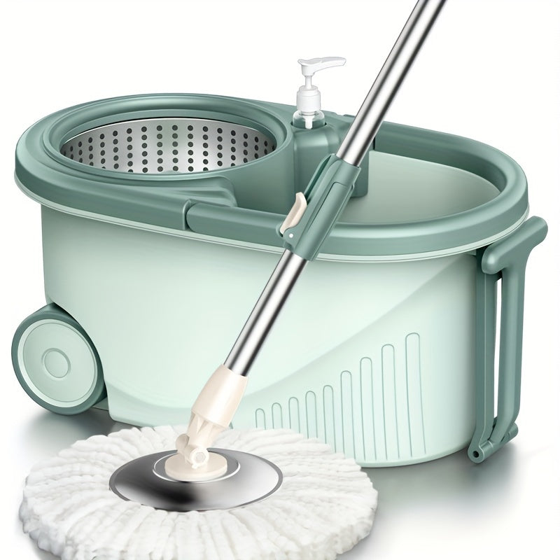 Multipurpose Spin Mop Set with 2 Replacement Pads for Wet and Dry Floor Cleaning