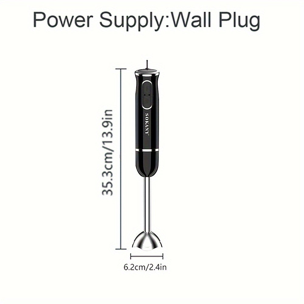 400W Food Processor with Detachable Blender Head, Splash-Proof, Easy One-Hand Operation