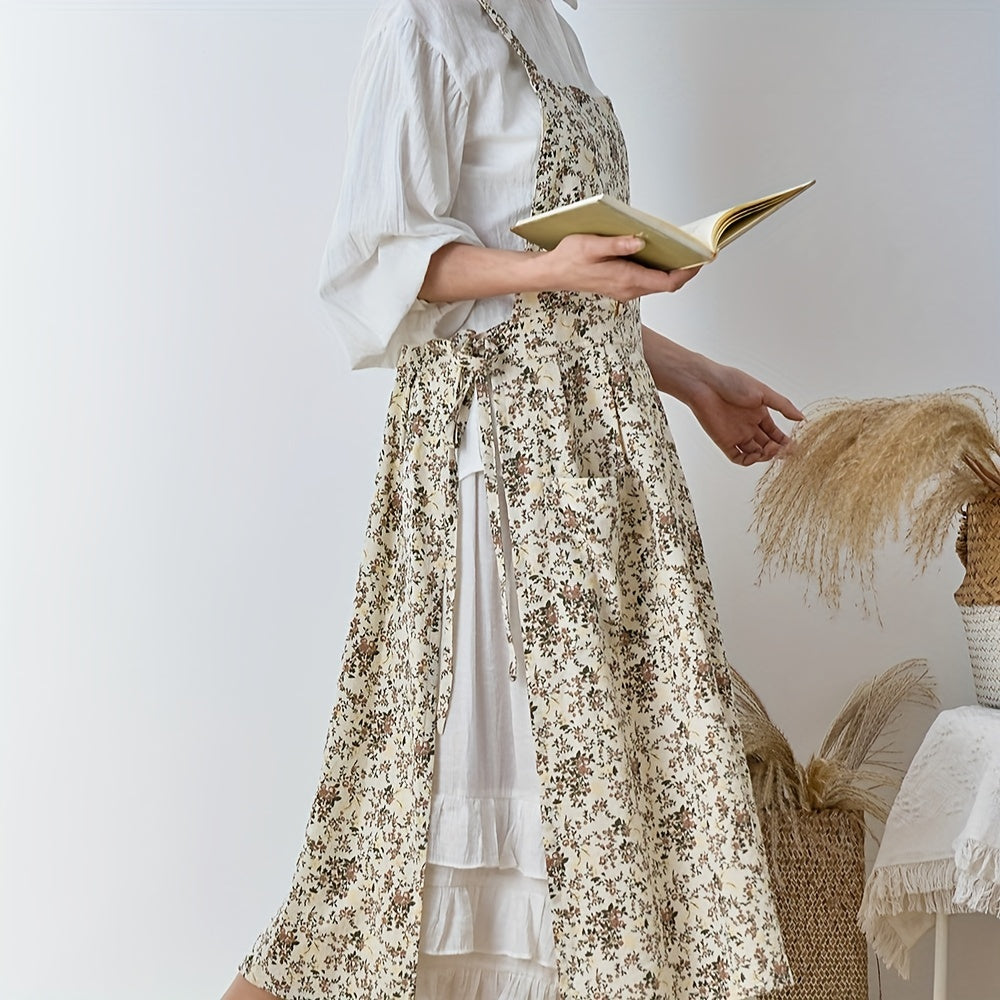 Korean Print Apron 100% Cotton Adjustable Waistband Kitchen Cooking Apron