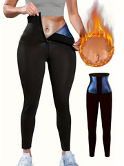 Women's Athletic Shaping Pants Yoga Waist Sweat Micro Elastic Knit Solid