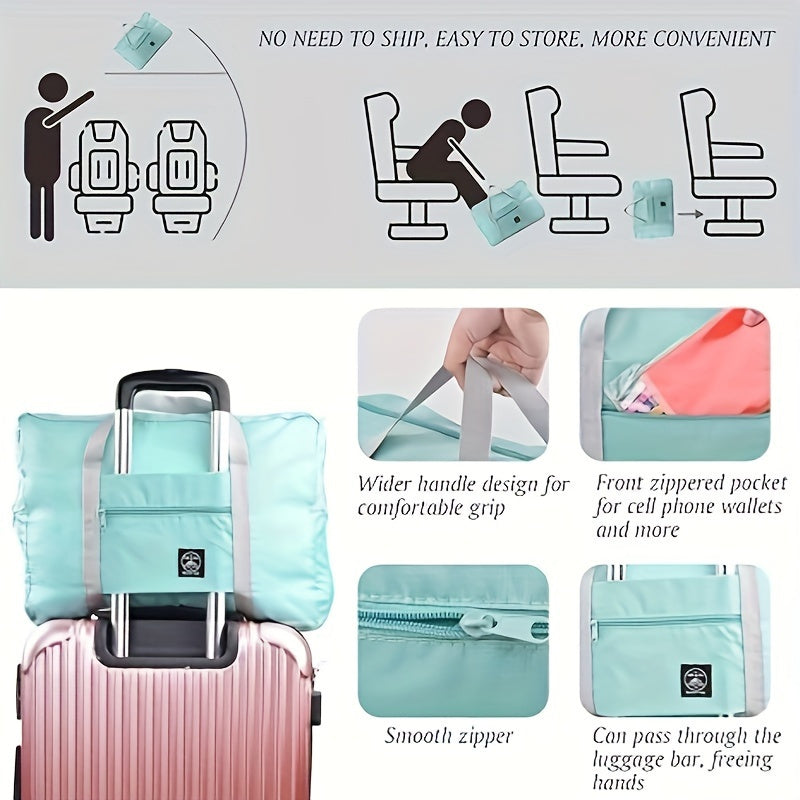 Usmonli va keng duffel sumkasi bilan uslubda sayohat qiling - mustahkam nylon material, qulay zip yopilishi, sayohat yoki har kuni foydalanish uchun ko'p funksiyali sport sumkasi - zamonaviy och yashil rang.