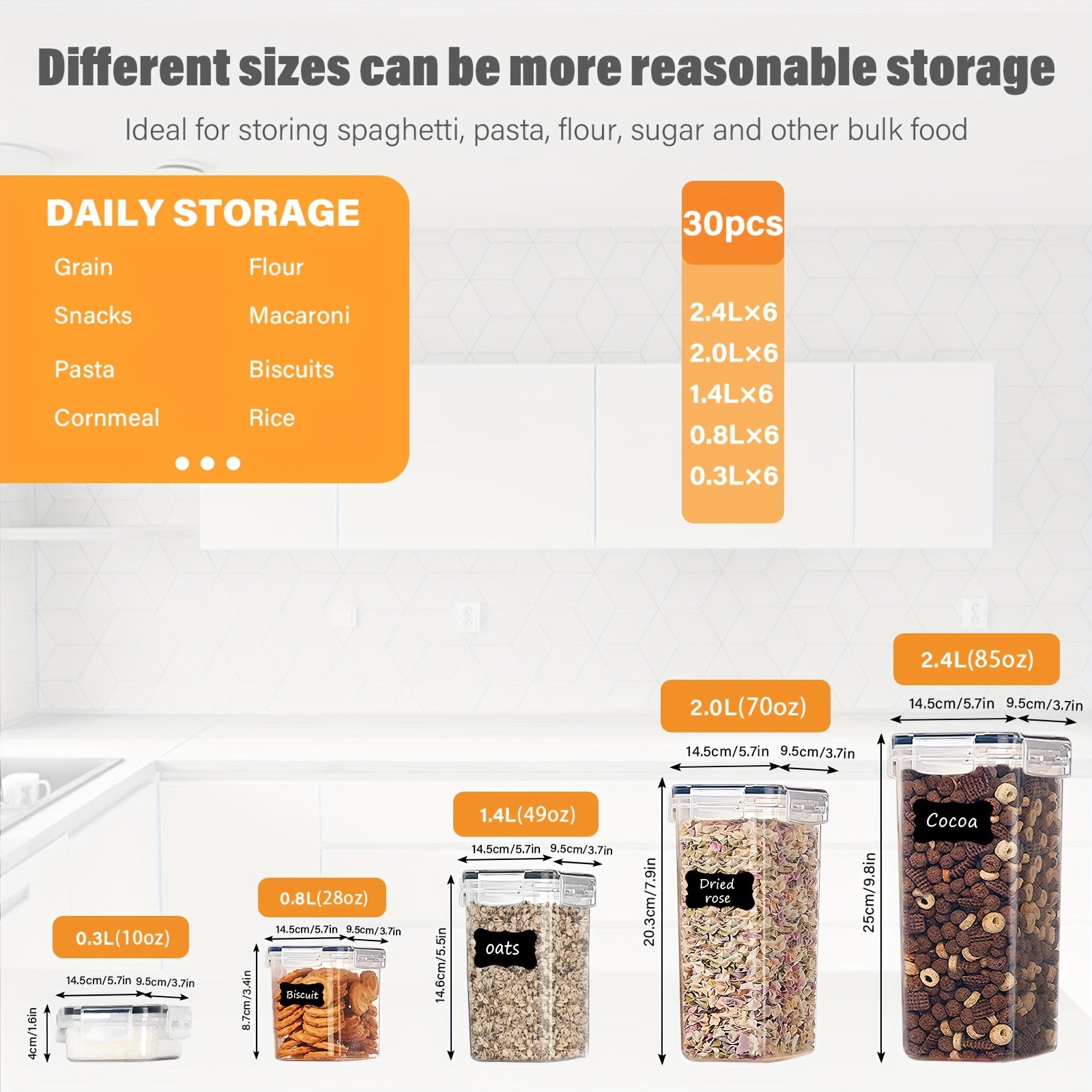 30pcs Airtight Food Storage Containers Set BPA-Free Plastic Canisters for Pantry Organization and Storage