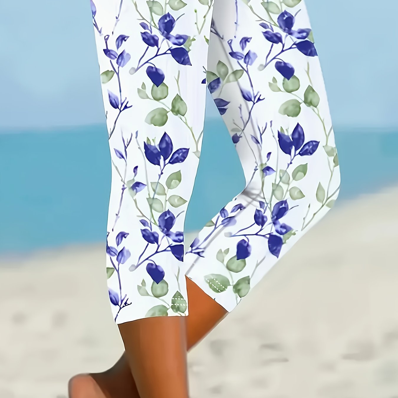 Women's Stretchy Floral Print High-Waisted Leggings for Yoga and Travel