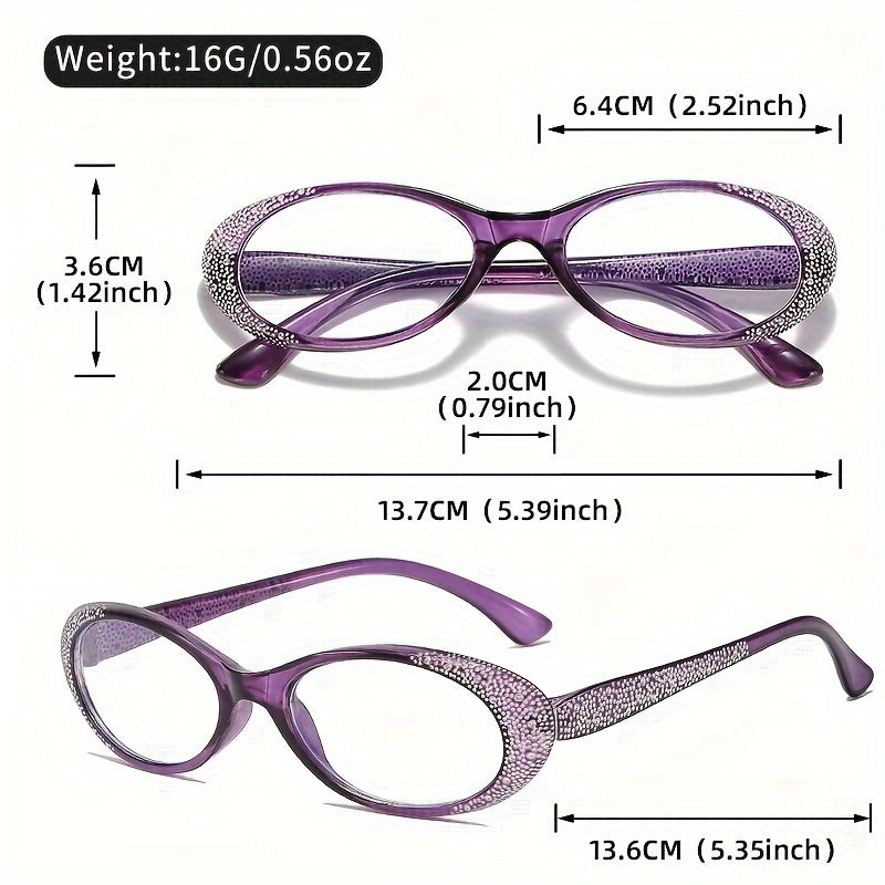 Набор из 3 овальных очков для чтения с защитой от синего света, без рецепта, увеличение +1.0 до +4.0