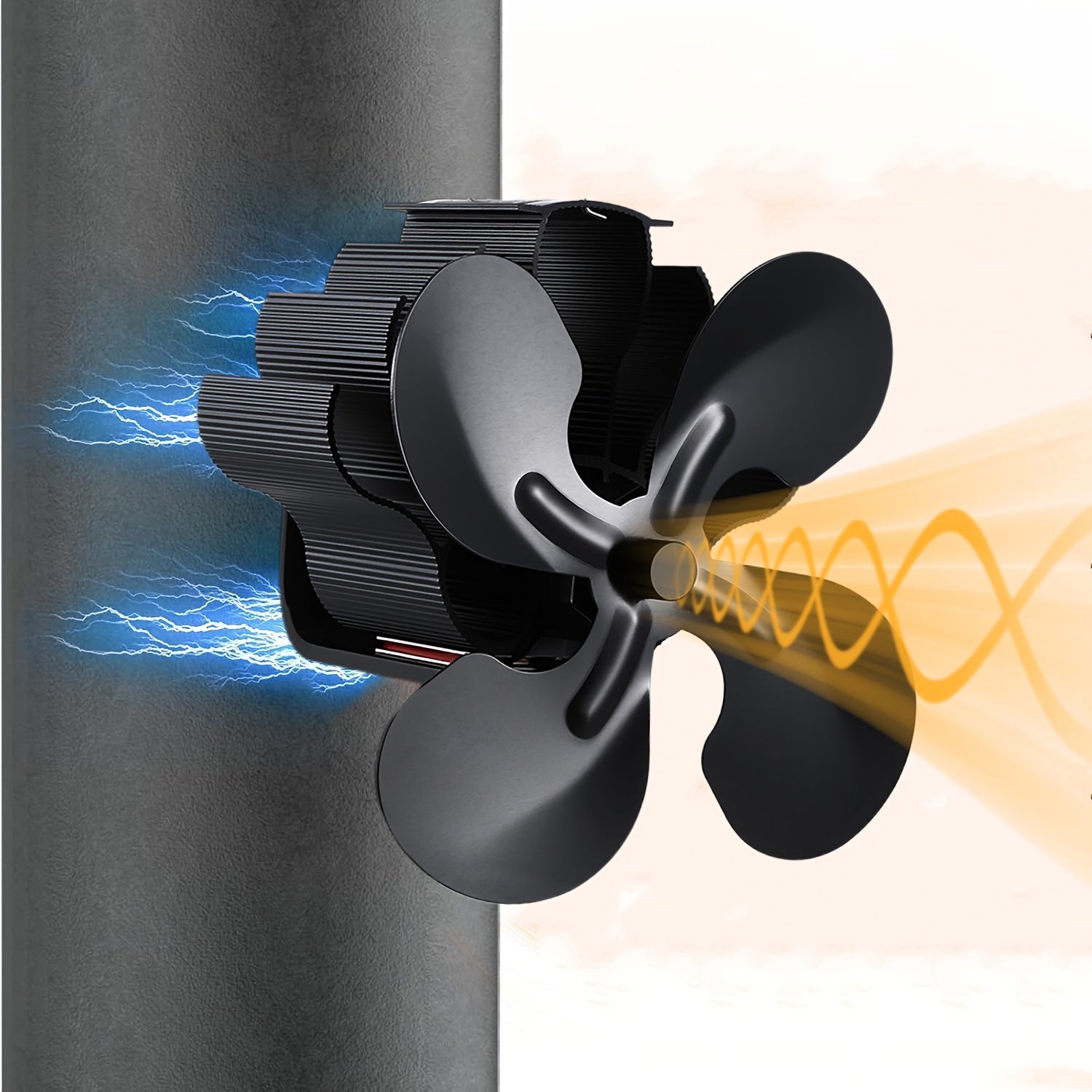Тихий высокопроизводительный магнитный вентилятор для каминов с 4 лопастями для дровяных печей и каминов