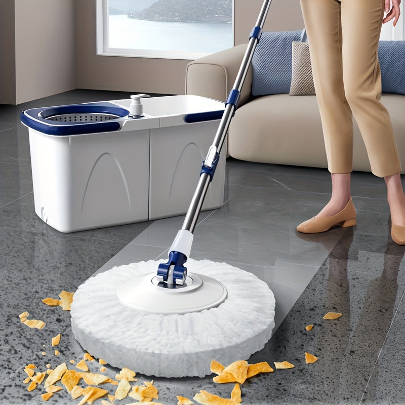 Spin Mop and Bucket System with Microfiber Pads for Hardwood and Tile Floors