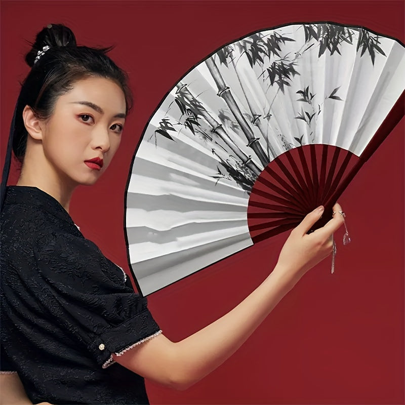 Chinese Silk Folding Fan Waterproof Tear-Resistant Lightweight Handheld Elegant Accessory