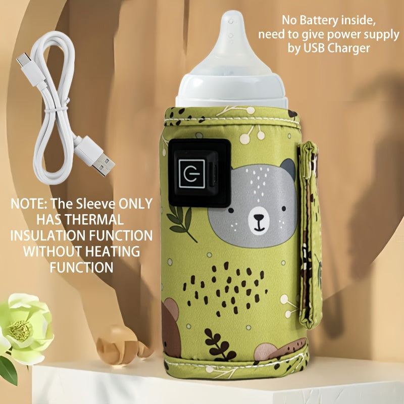 USB-Powered Portable Bottle Warmer for Travel and Camping with Animal Designs