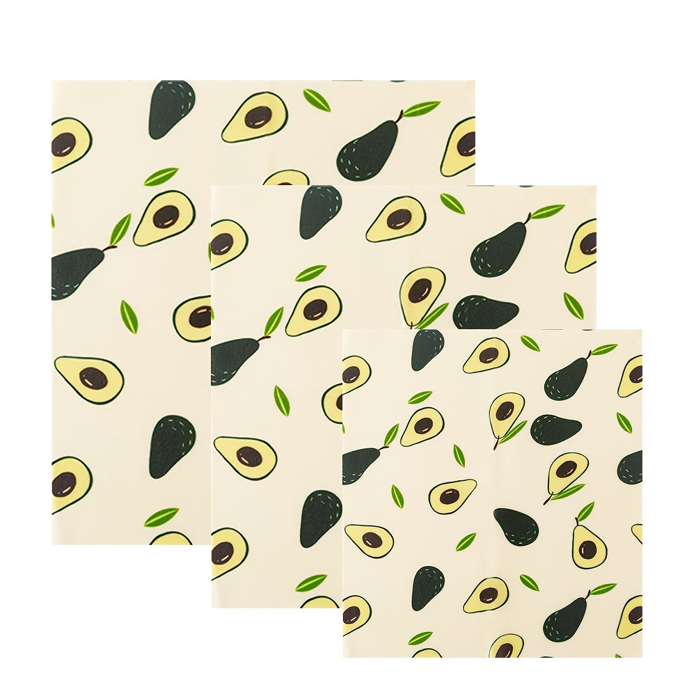 Reusable Beeswax Wraps Set of 3 for Food Storage and Freshness