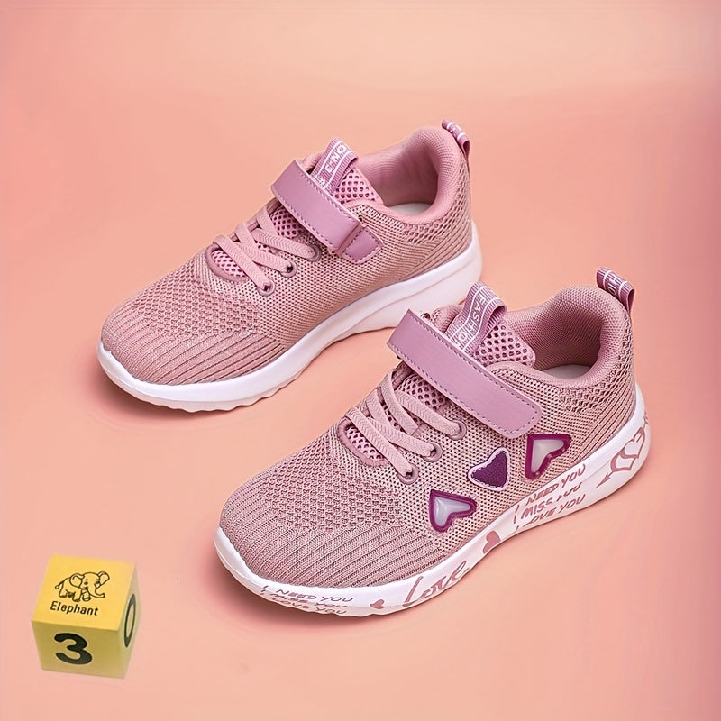 Girls Breathable Lightweight Sneakers with Hook-and-Loop Closure for All Seasons