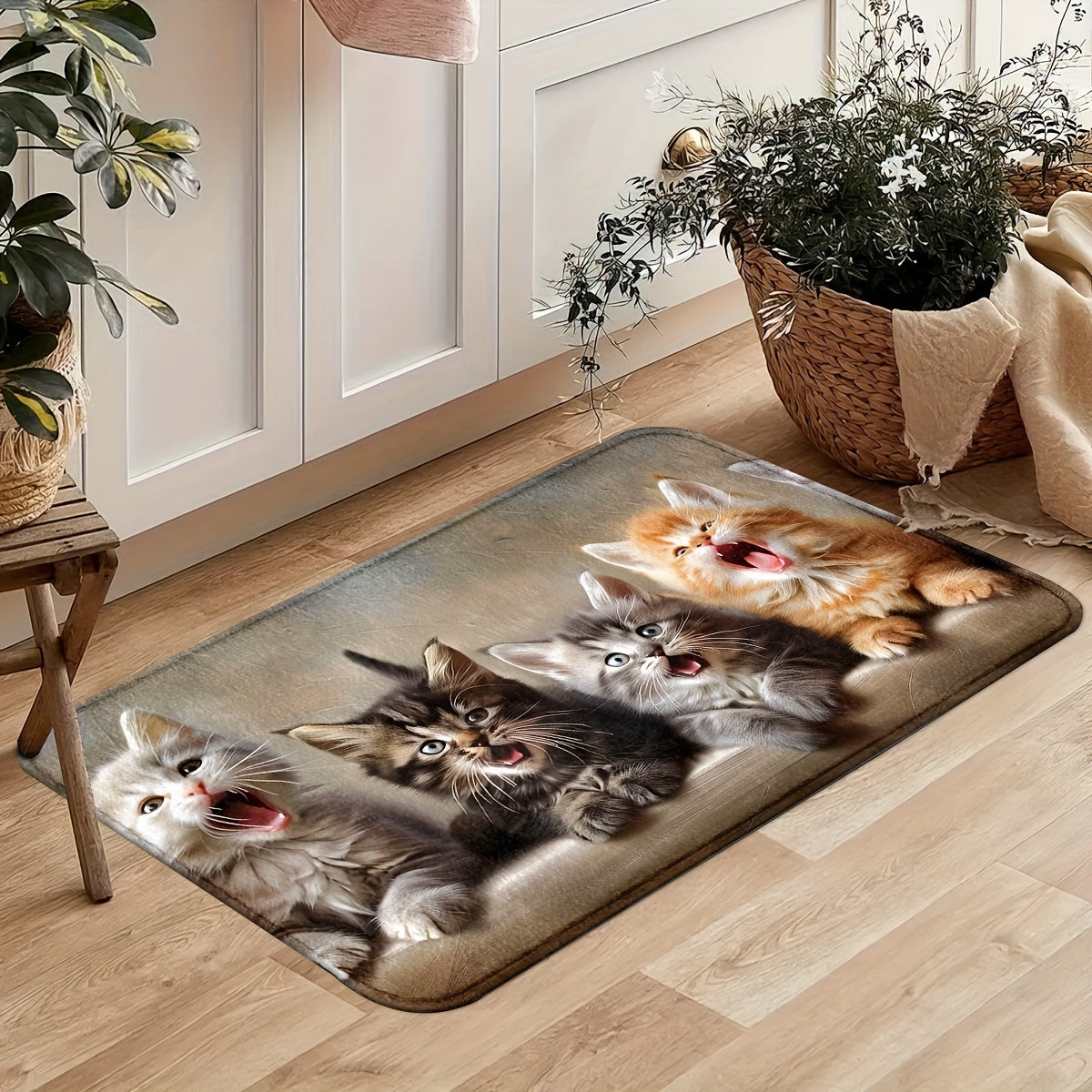 Dog Themed Kitchen Rug Non-Slip Machine Washable Entry Door Mat for Home Decor