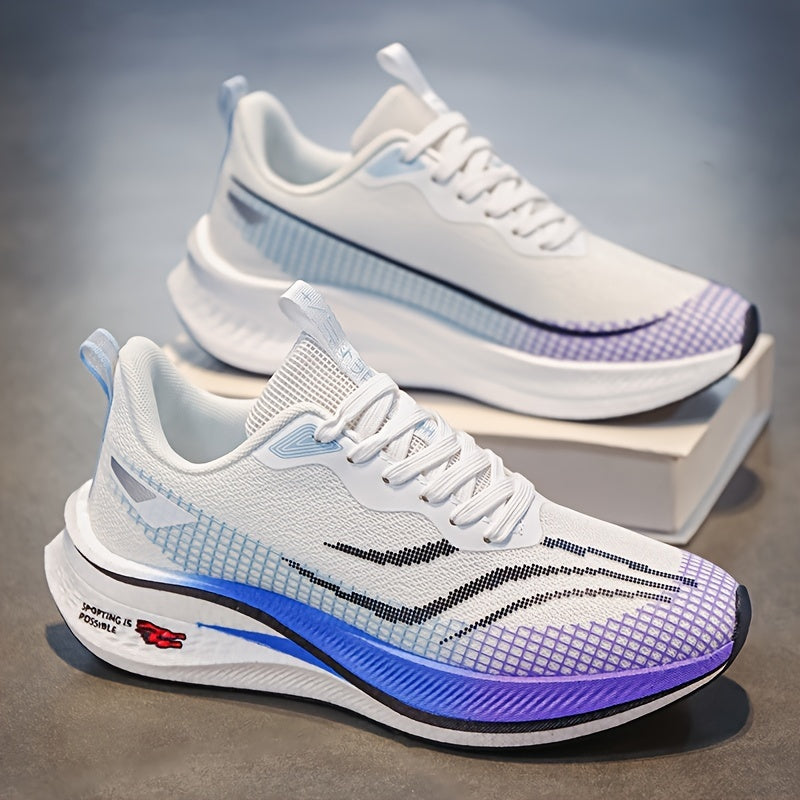 Men's Running Shoes with Gradient Striped Design Lightweight Casual Sneakers for Outdoor Training