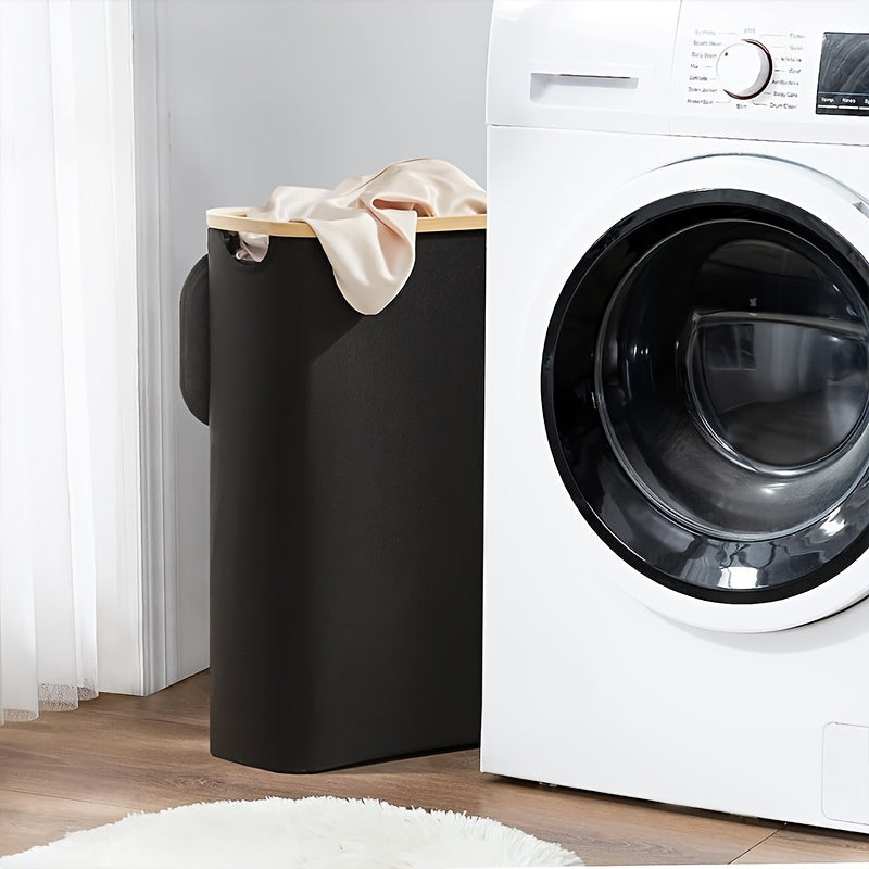 60L корзина для белья с крышкой, съемный внутренний мешок, ручки, складная корзина для хранения для спальни, ванной комнаты, общежития