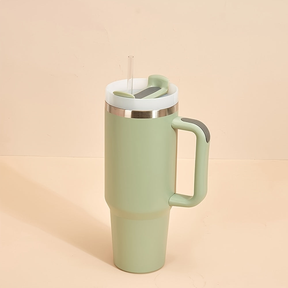40oz Stainless Steel Insulated Travel Mug with Handle and Straw