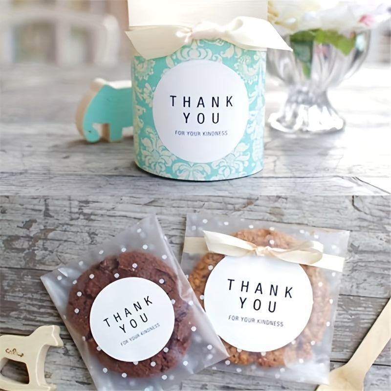 100 Pieces Frosted Self-Adhesive Clear Treat Bags with White Dots for Cakes Candies