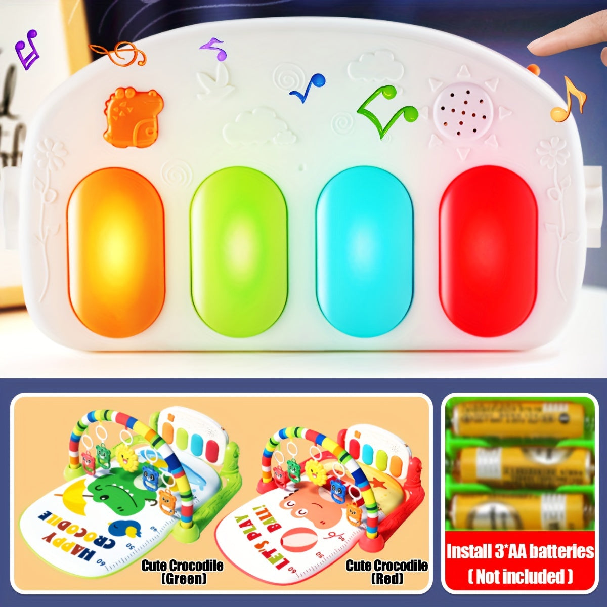 Infant Play Gym with Music and Piano Educational Activity Center for Ages 0-3 Polyester Mixed Color