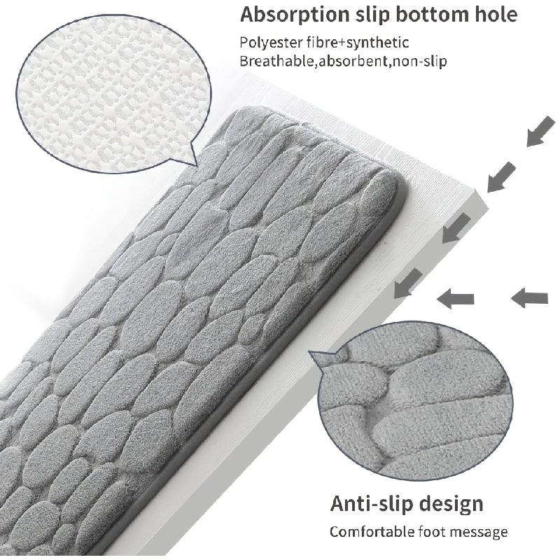 Ultra-Soft Memory Foam Bath Mat Gray Blue Non-Slip Quick Absorbent