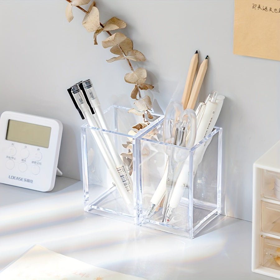 Acrylic Pen Holder for Office and School Supplies, Minimalist Desk Organizer