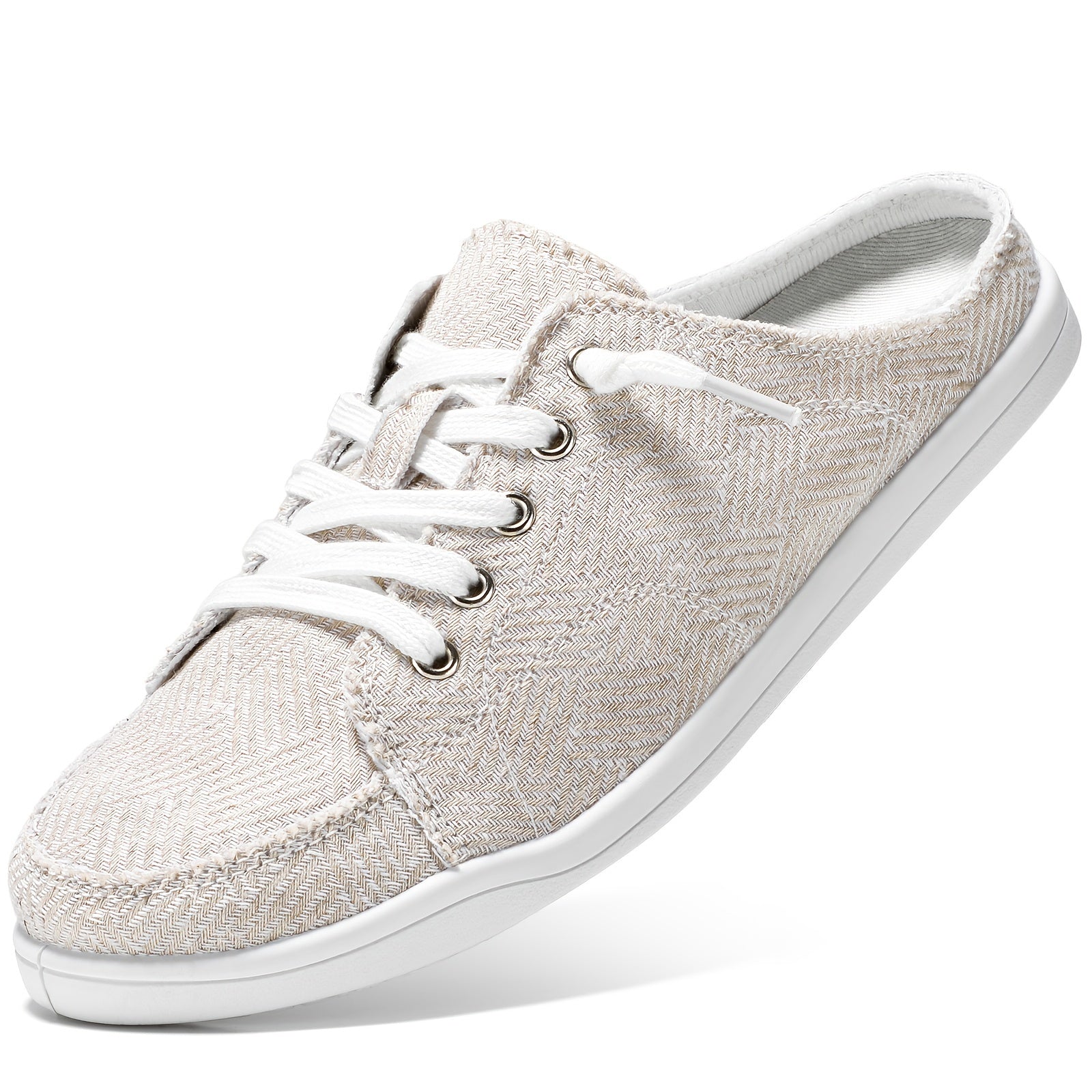 Women Black Slip-On Sneakers with Arch Support Casual Canvas Walking Shoes