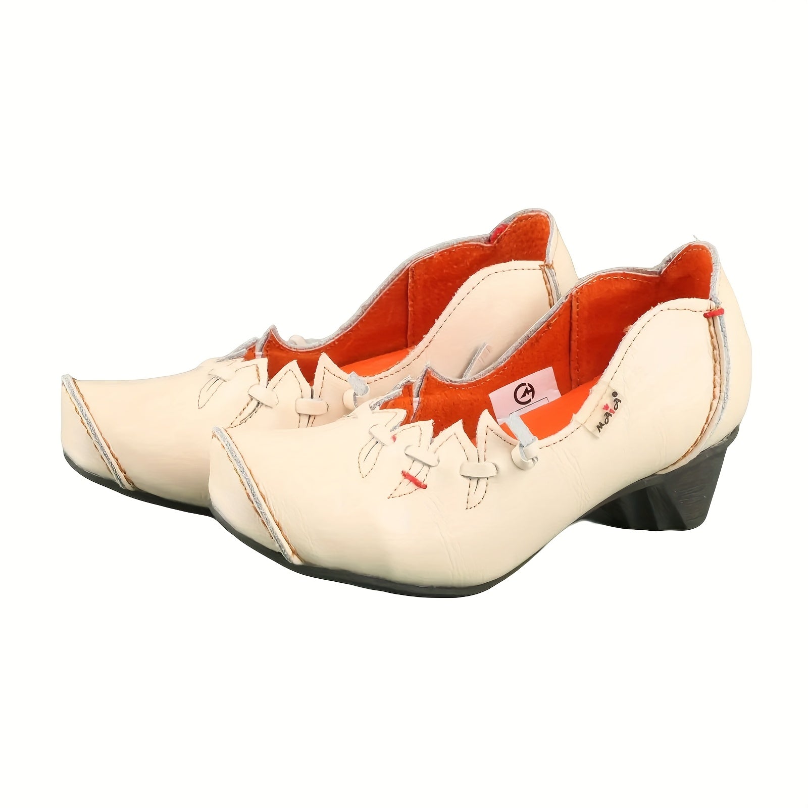 Women's Slip-On Mid-Heel Shoes Casual Dark Grey Orange Contrast