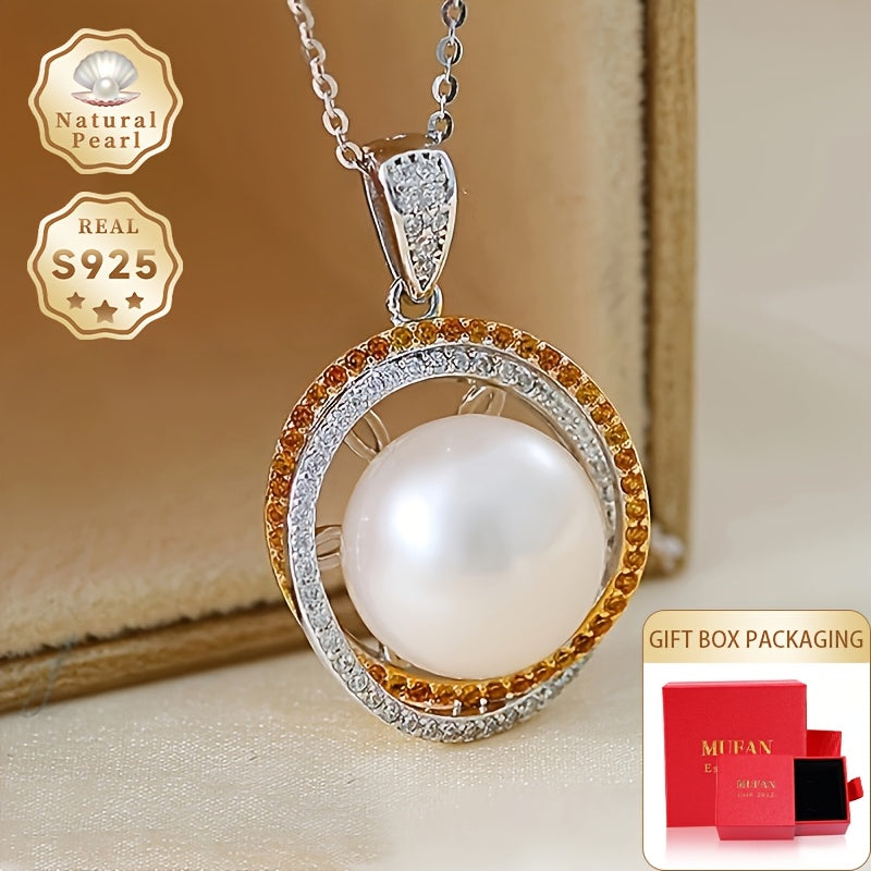 Sterling Silver Pendant Necklace with Freshwater Pearl for June Women