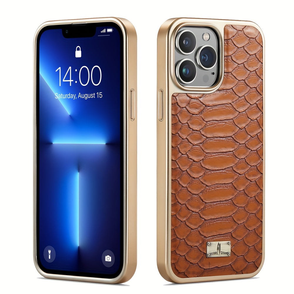 Faux Leather Retro Phone Case for iPhone 11-15 with 360° Anti-Fall Protection and Air Cushion Design