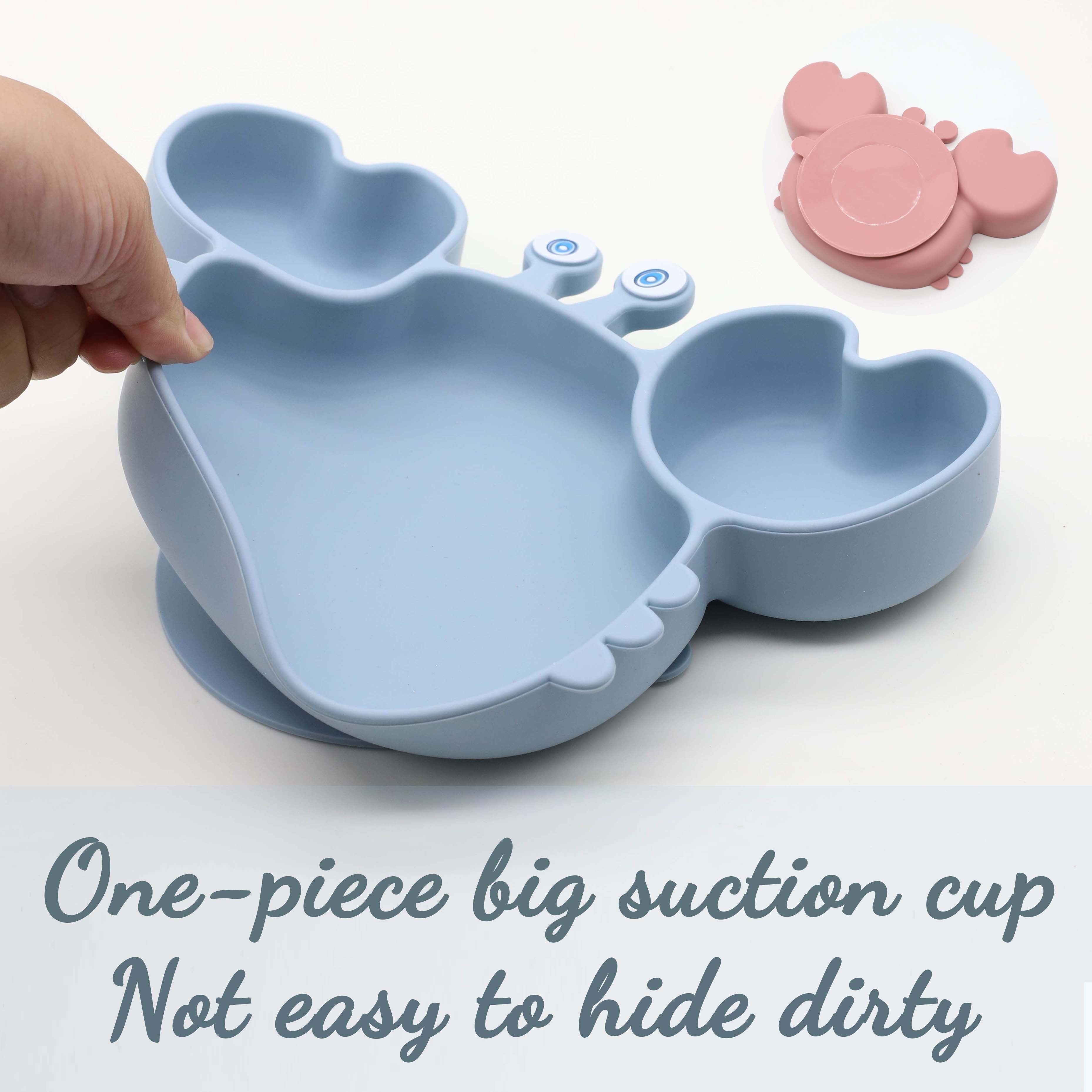 Juego de 9 artículos esenciales de silicona para alimentar a bebés, que incluye babero, plato con succión, cuenco, vaso con pajita, cuchara y tenedor