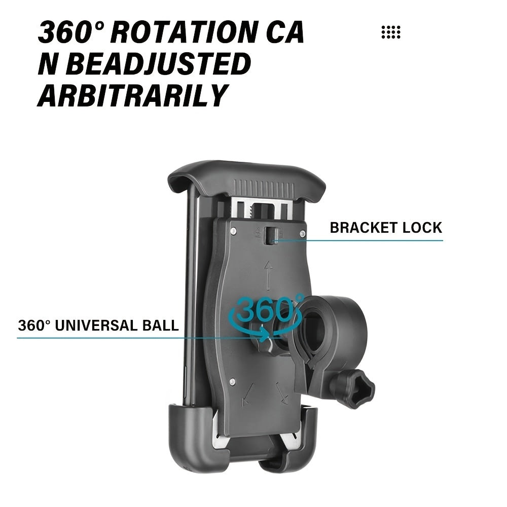 Universal Adjustable Bike Motorcycle Phone Mount Durable ABS Handlebar Clamp for 11.94-17.27cm Smartphones