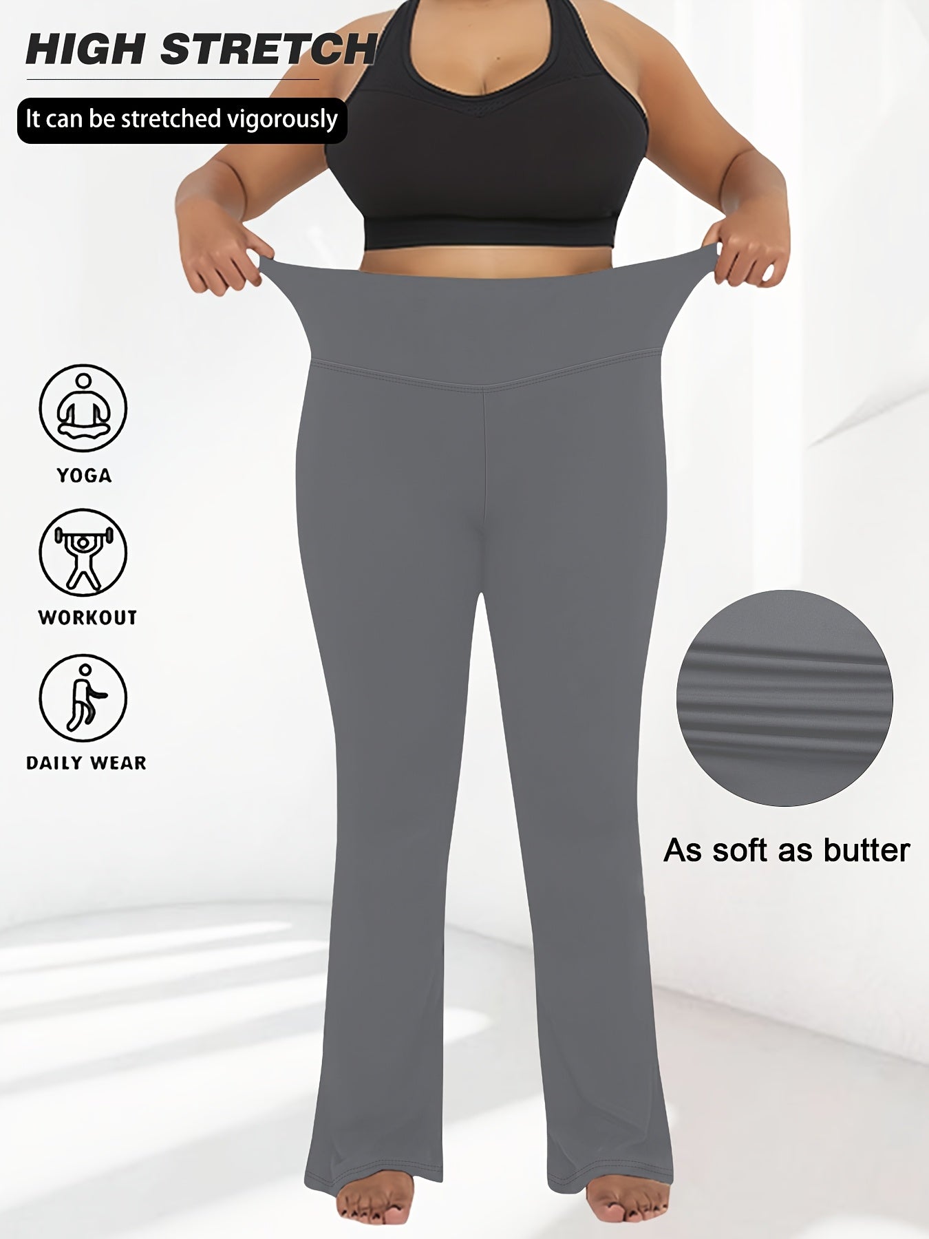 Women's Plus Size High Stretch Flared Leg Sports Pants for Workout and Fitness