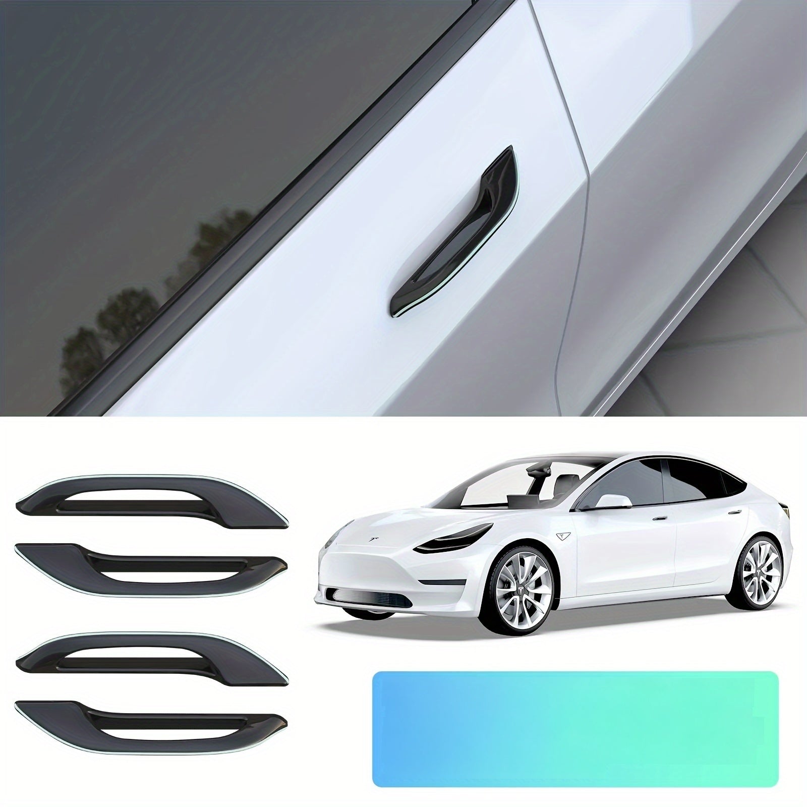 Door Handle Cover Set for Tesla Model 3/Y PVC Protector Wrap 4 Pieces
