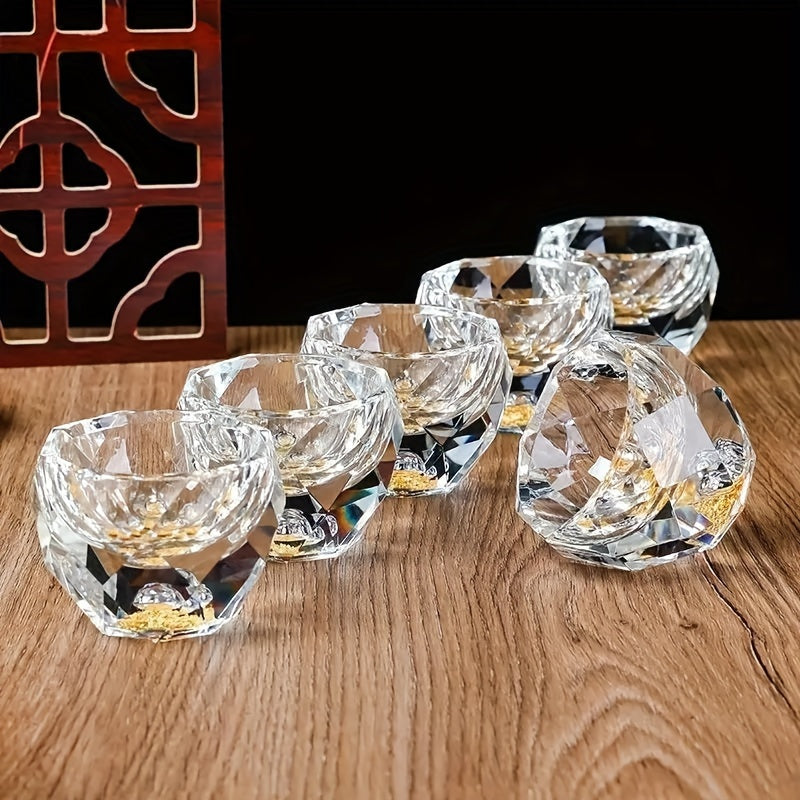 50ml Crystal Glassware Set Insulated Reusable Diamond-Cut Glasses for Spirits and Tea