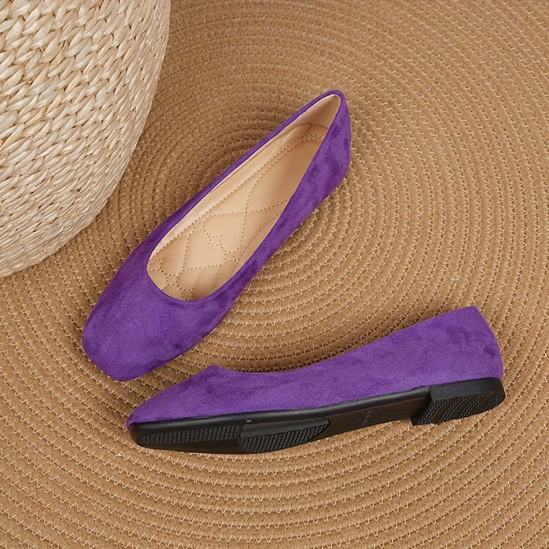 Zapatos planos de punta cuadrada para mujer, transpirables y sin cordones, comodidad para todas las estaciones