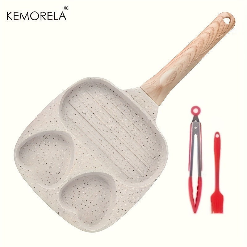 3-in-1 Non-Stick Medical Stone Skillet Set with Tongs and Basting Brush
