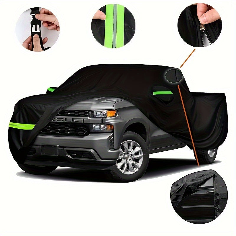 Full Car Cover for Pickup Truck Oxford Cloth Black Windproof Dust Snow Resistant