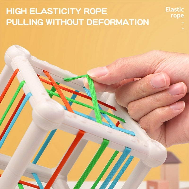 Educational Wooden Cube Toy for Shape and Color Recognition, Finger Grip Training, Early Learning