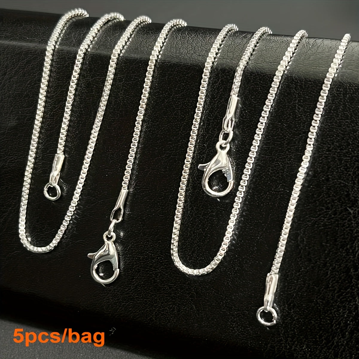 Silver Plated Link Chain Necklace Set for Jewelry Making 16-30 Inch 5 Pieces